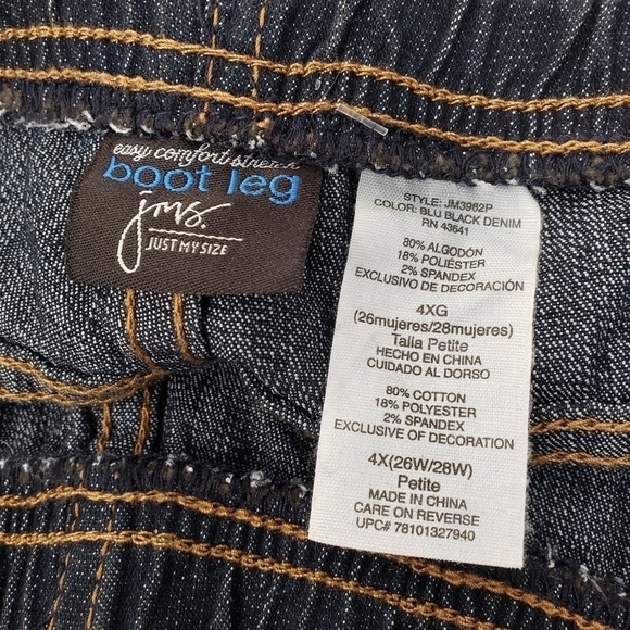 Just My Size Boot Cut Leg Womens Jeans Size 4X Petite - Picture 4 of 5